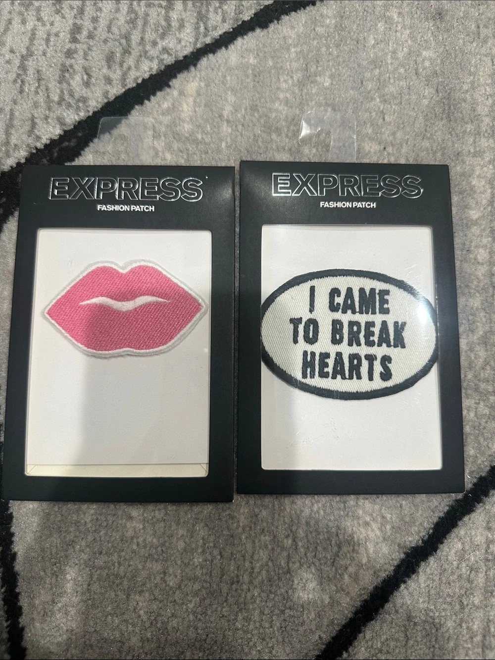 Express Pink Lips & Black-Trim 'I Came to Break Hearts' Patch Set